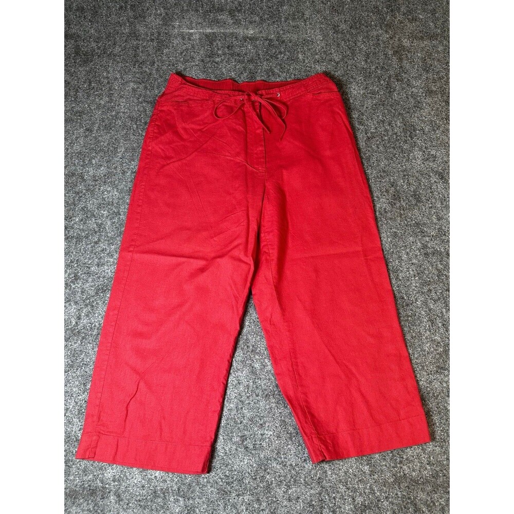 Classic Elements Cropped Pants 12P Coral Linen Cotton Elastic Beach Resort Boat